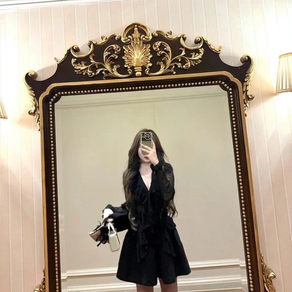 ✨Black Multi-Knit Ruffled Cardigan | Ruffled Trim & Sheer | Statement Piece - Picture 4 of 8